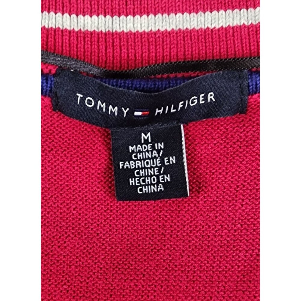 Tommy Hilfiger Sweater Vest Womens Medium Red Gray Striped Button Up Preppy - Picture 3 of 10